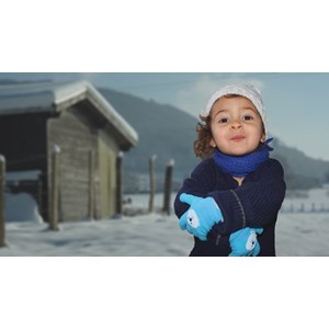 Gant de jardinage hiver enfant bleu, prosper l'ours polaire - rostaing - 3-6 ans