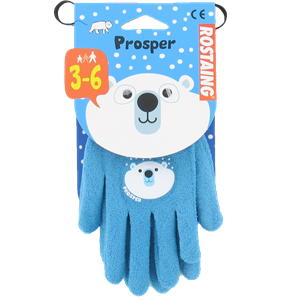 Gant de jardinage hiver enfant bleu, prosper l'ours polaire - rostaing - 3-6 ans