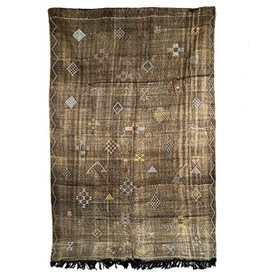 Sabra - tapis berbère en soie de cactus Rouge