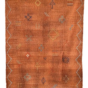 Sabra - tapis berbère en soie de cactus - modèle a28 Brique