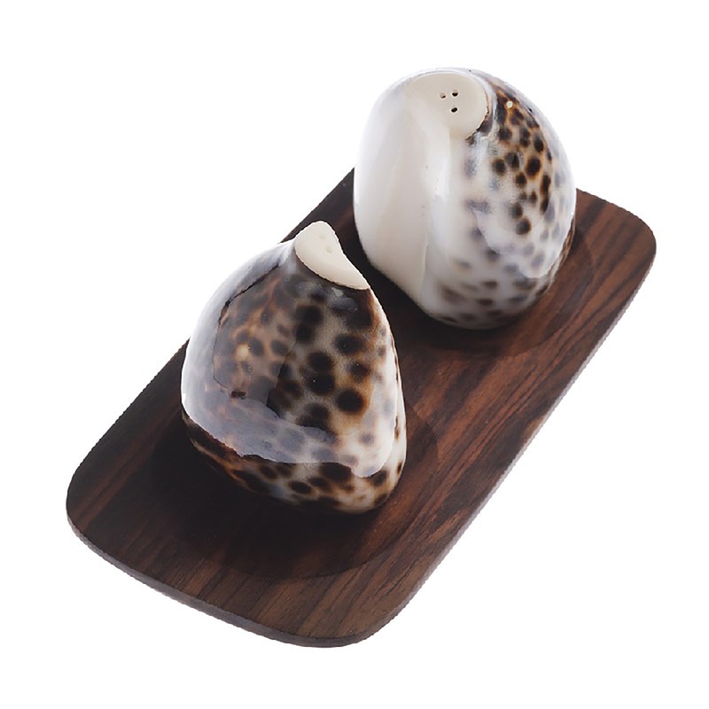 Coquillage - duo salière et poivrier en coquillage naturel - 6.5cm