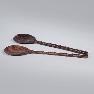 Couverts à salade en bois de rose sculpté - 31.5cm