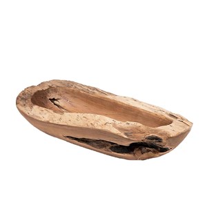 Erosion - plat en teck naturel brut - dimensions 38x17cm