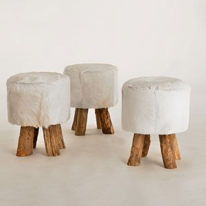 Tabouret repose-pieds en peau de chèvre