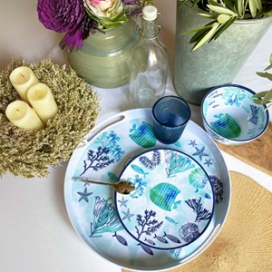 Plateau rond en mélamine avec poignées