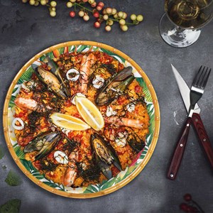 Plat de service rond - contour bambou -