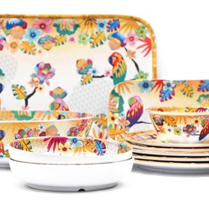 Plat à cake mélamine perroquets 37,5 c