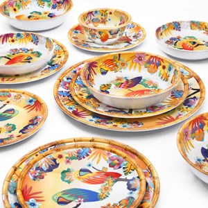 Assiette creuse mélamine perroquets 20c