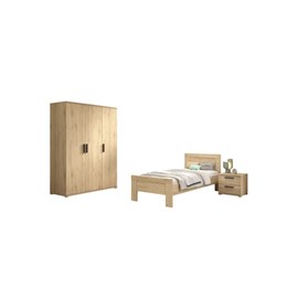 Ensemble sam - lit + chevet + armoire 3p