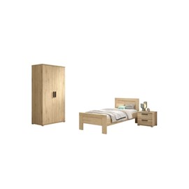 Ensemble sam - lit + chevet + armoire 2p