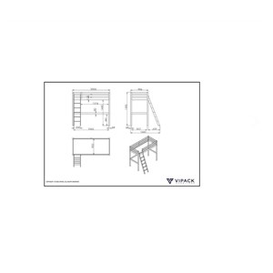 Pino blanc mezzanine 90x200 + lit simple