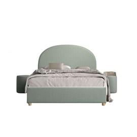 Lit moon vert 140x200 - coffre + 2 poufs