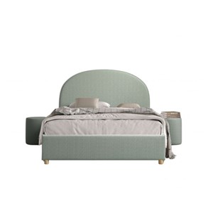 Lit moon vert 140x200 - coffre + 2 poufs