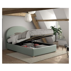 Lit moon vert 140x200 - coffre + 2 poufs