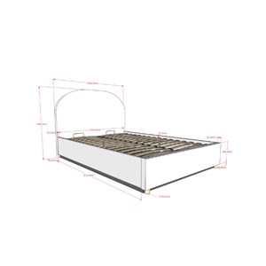 Lit moon rose 140x200 - coffre + 2 poufs