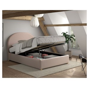 Lit moon rose 140x200 - coffre + 2 poufs