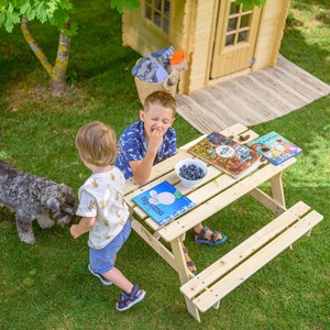 Timbela m018-1 table enfant en bois 90x90xh50 cm