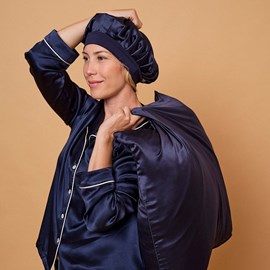 Pack cheveux en soie bleu nuit 51x76