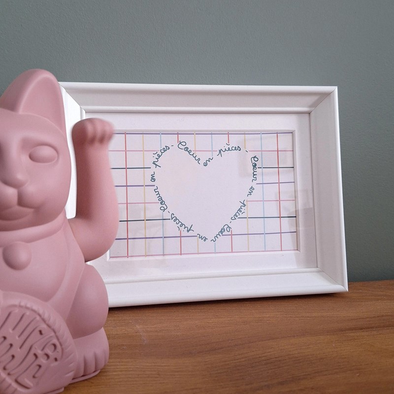 Carte postale coeur en pièces