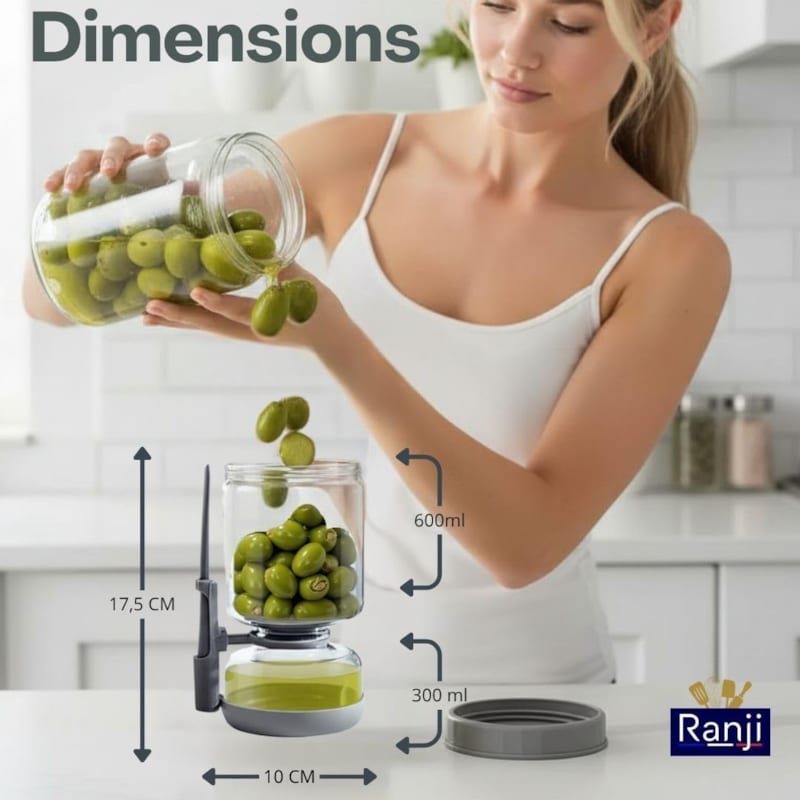 Pot à cornichon retournable avec pique inclus 900 ml (Ranji) - Image 1