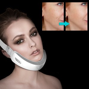 Ceinture faciale d'électrostimulation, avec traitement par lumière led.