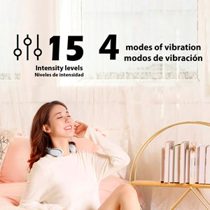 Appareil de massage intelligent pour le cou avec électrodes thermiques.