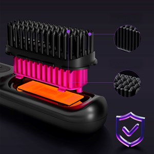 Brosse lissante électrique à ions négatifs avec 5 réglages de température.