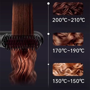 Brosse lissante électrique à ions négatifs avec 5 réglages de température.