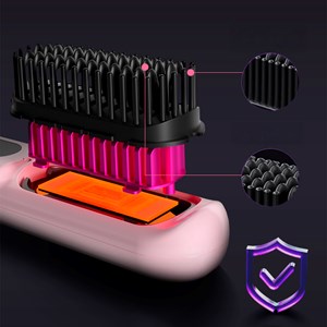 Brosse lissante électrique à ions négatifs avec 5 réglages de température.