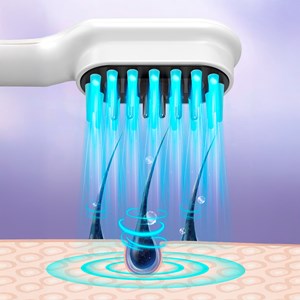 Peigne médical avec traitement de luminothérapie et massage à 9 intensités.