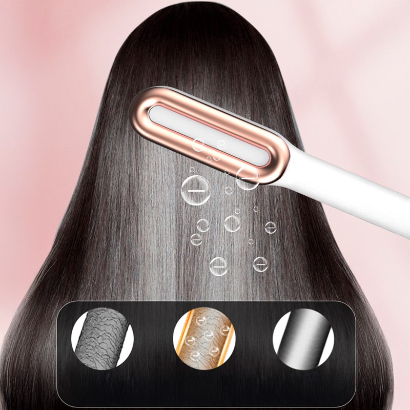 Brosse lissante pour cheveux de 50w. 9 niveaux de chaleur de 120°c à 210°c.