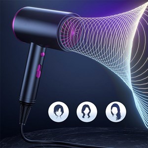 Sèche-cheveux avec ions négatifs, 1000w de puissance, 3 niveaux de température