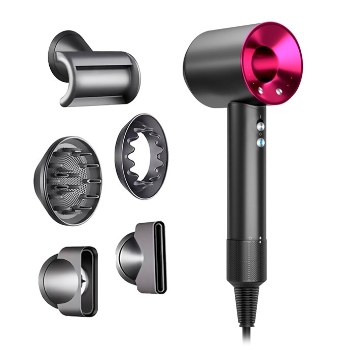 Sèche-cheveux ionique avec 5 embouts, 4 niveaux de température