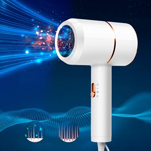 Sèche-cheveux ionique de 800w, lumière bleue hydratante et 3 niveaux de vitesse.