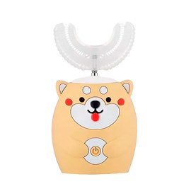 Brosse à dents électrique en forme de u, pour enfants. Poils en silicone doux.