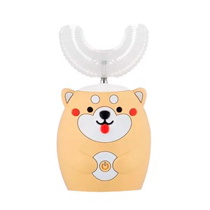 Brosse à dents électrique en forme de u, pour enfants. Poils en silicone doux.