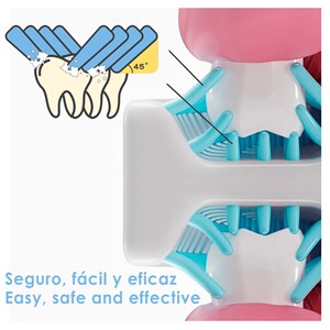 Brosse à dents électrique en forme de u, pour enfants. Poils en silicone doux.