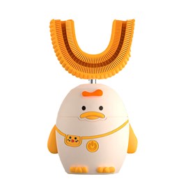 Brosse à dents électrique en forme de u, pour enfants. Poils en silicone doux.