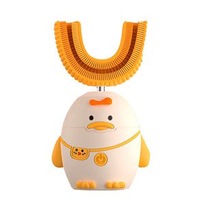 Brosse à dents électrique en forme de u, pour enfants. Poils en silicone doux.