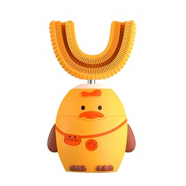 Brosse à dents électrique en forme de u, pour enfants. Poils en silicone doux.