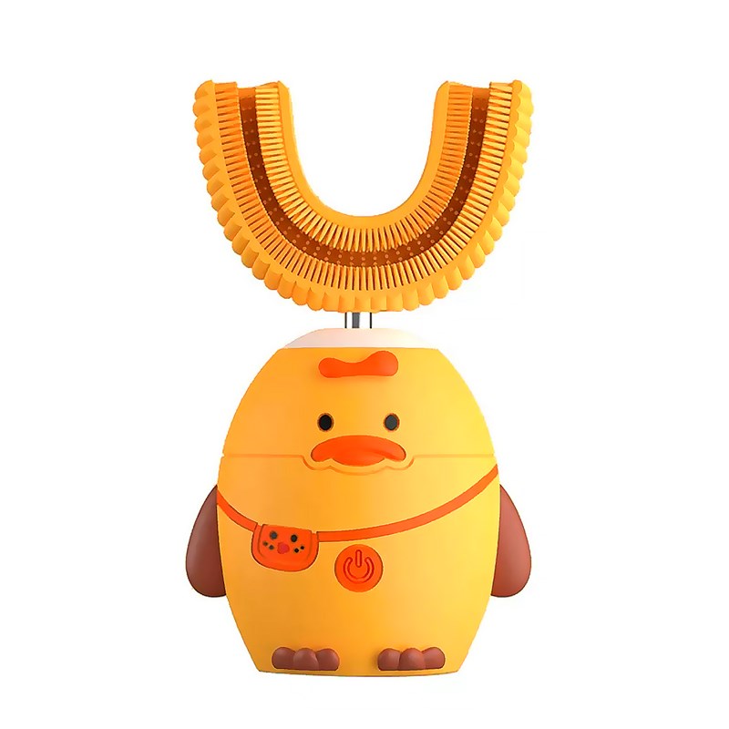 Brosse à dents électrique en forme de u, pour enfants. Poils en silicone doux.