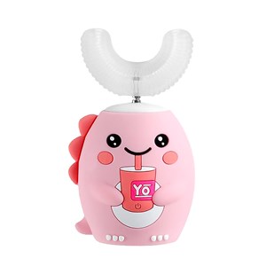 Brosse à dents électrique en forme de u, pour enfants. Poils en silicone doux.