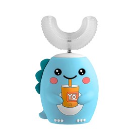 Brosse à dents électrique en forme de u, pour enfants. Poils en silicone doux.