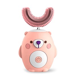 Brosse à dents électrique en forme de u, pour enfants. Poils en silicone doux.