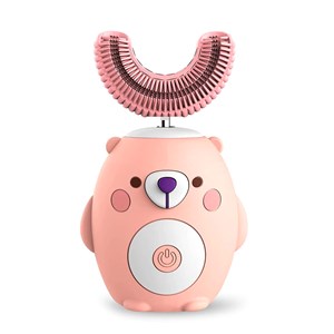 Brosse à dents électrique en forme de u, pour enfants. Poils en silicone doux.