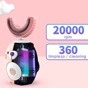 Brosse à dents électrique en forme de u, pour enfants. Poils en silicone doux.