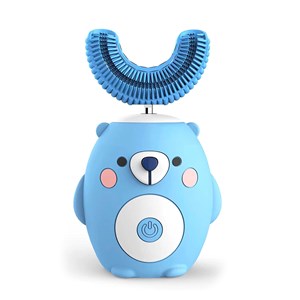 Brosse à dents électrique en forme de u, pour enfants. Poils en silicone doux.