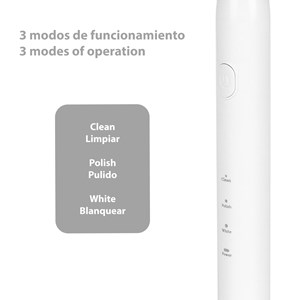 Brosse à dents électrique sonique et02. Modes nettoyer, polir et blanchir.