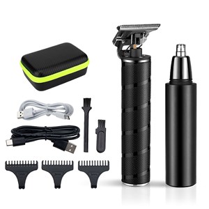 Kit 2 en 1 avec tondeuse à cheveux et barbe + rasoir pour poils de nez.