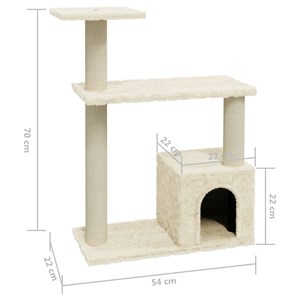 Arbre à chat meuble tour grimper jouet 70 x x cm crème